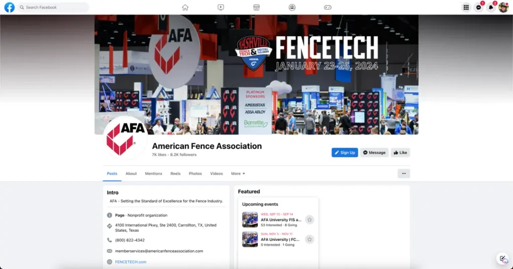 american fence association facebook page