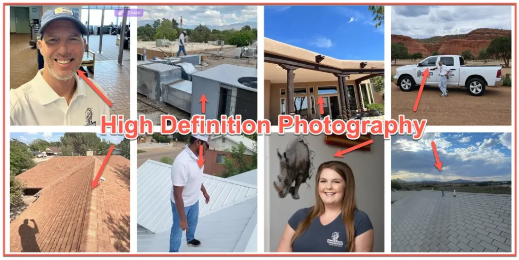 high definition photography on roofing contractor website