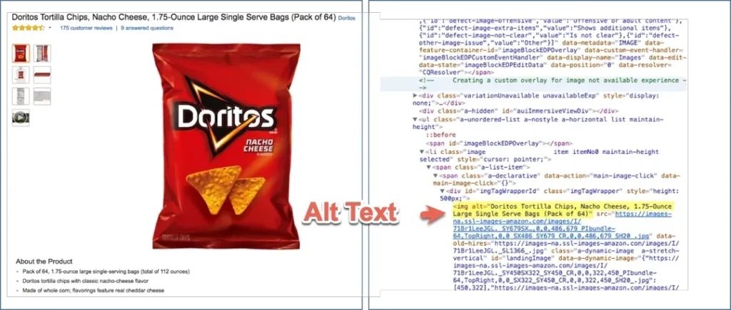 product image seo alt text in code
