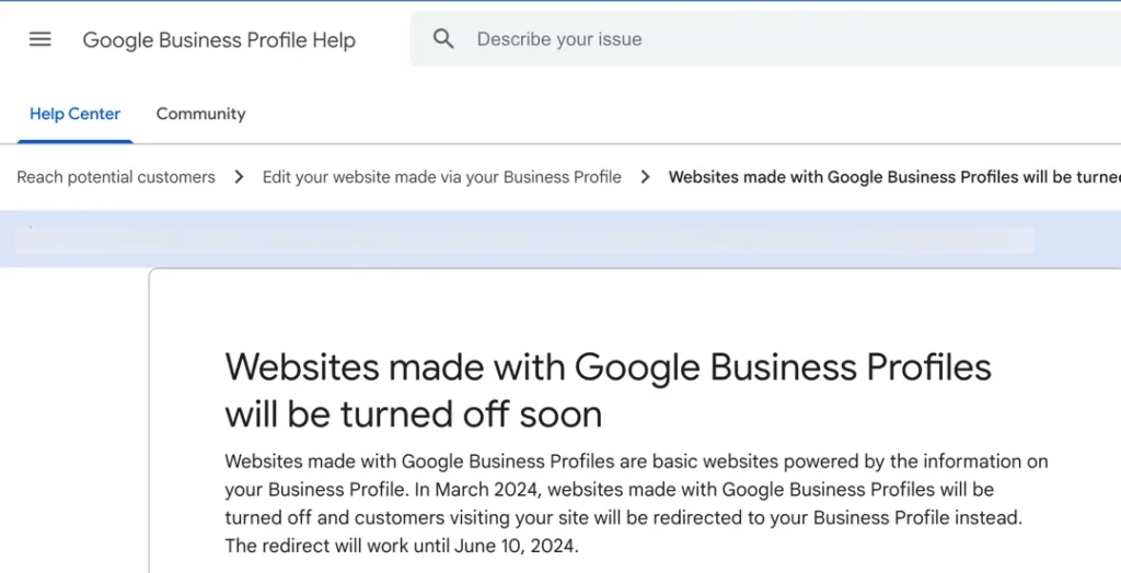 websites google my business announcement