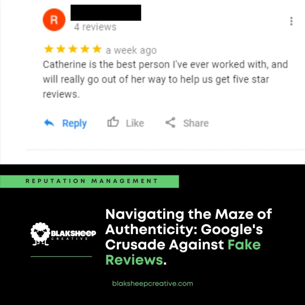 fake google reviews example
