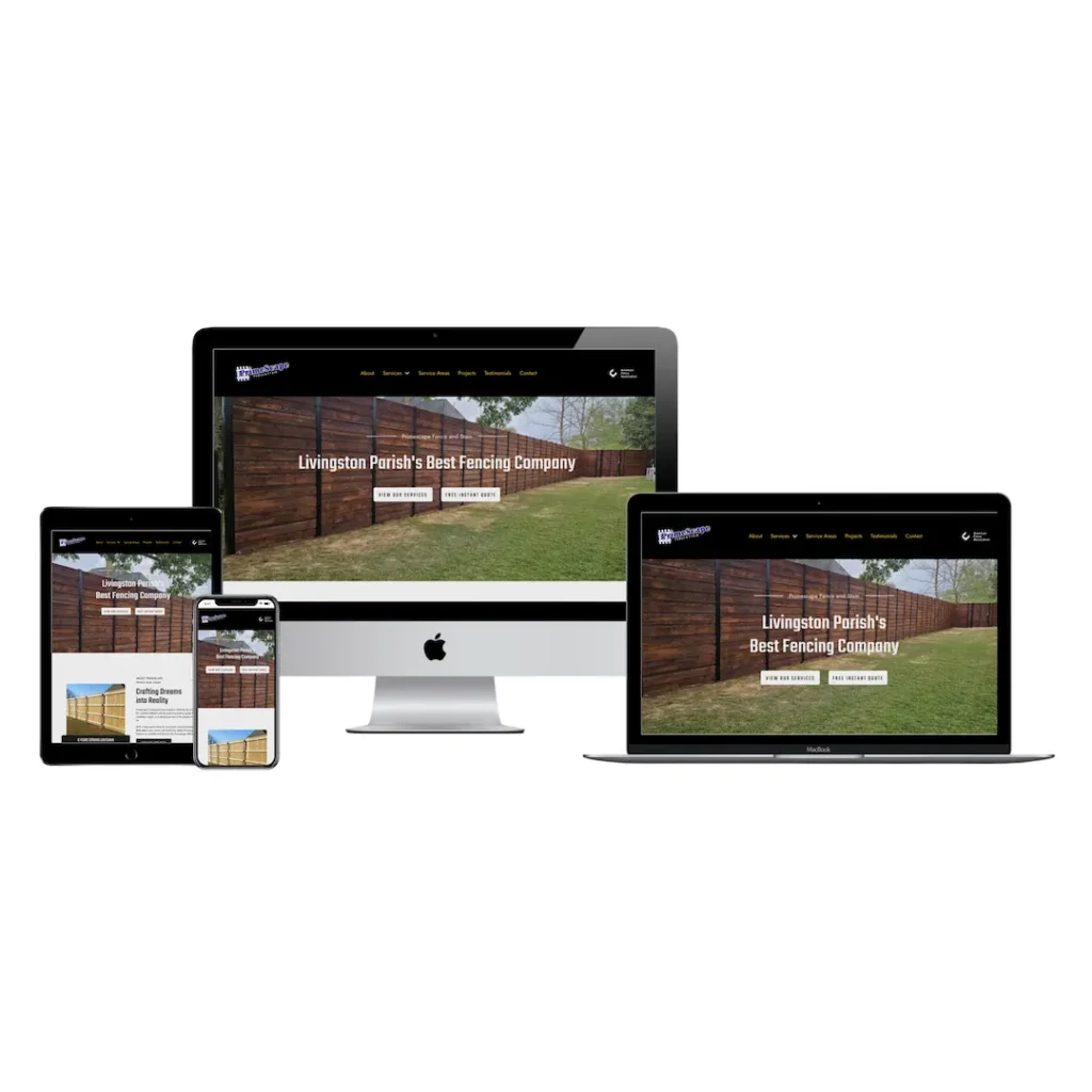 primescape fence and stain website mockup on multi devices