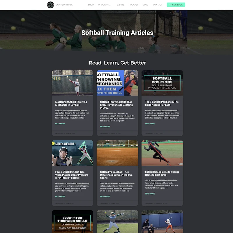 example of a softball website blog