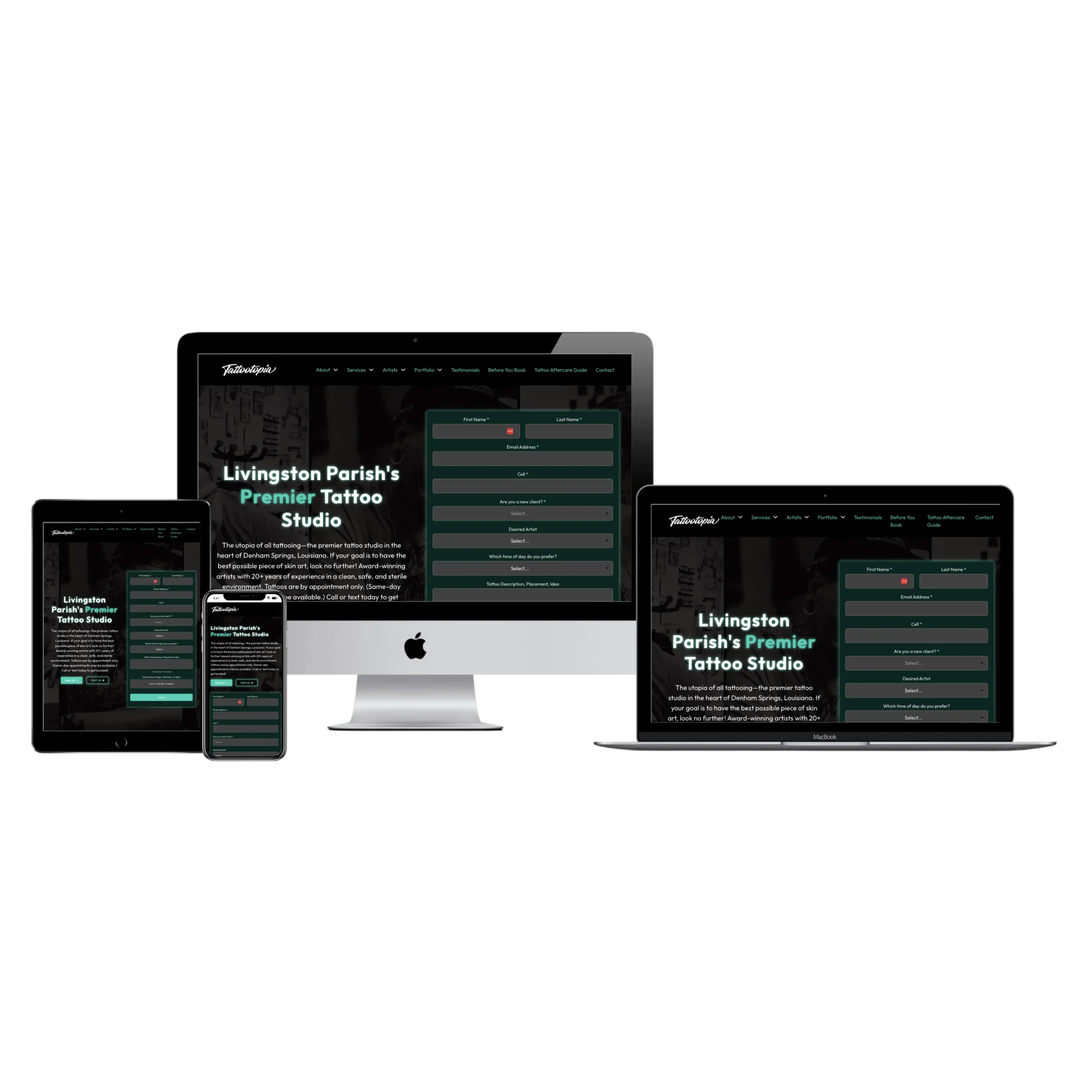 tattootopia website design multiple responsive devices
