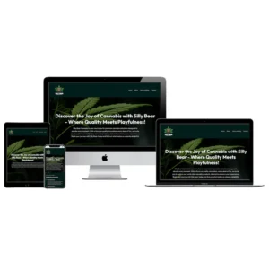 silly bear cannabis website mockup reponsive devices