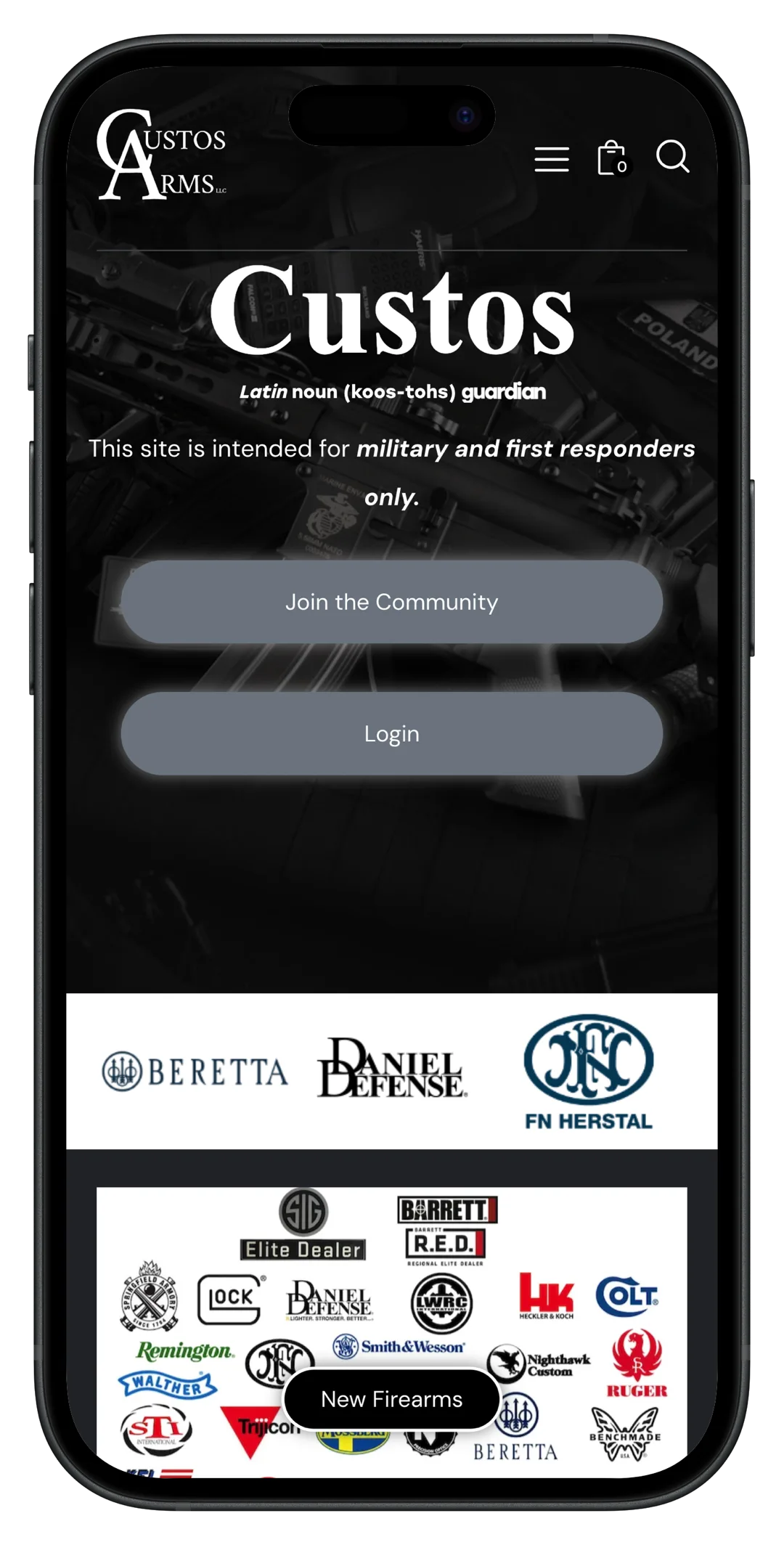 custos arms website on iphone 15