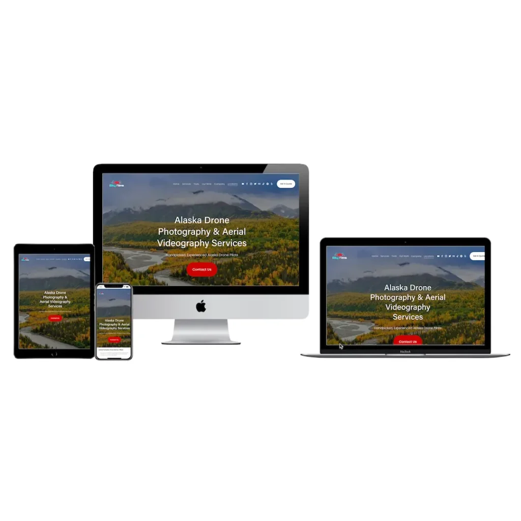 alaska drone company website design mockup