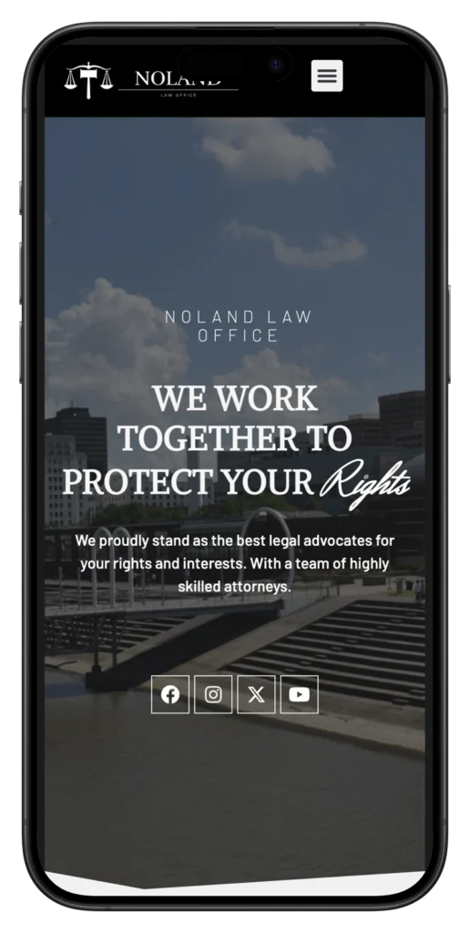 noland law office website on iphone 15 trans bg