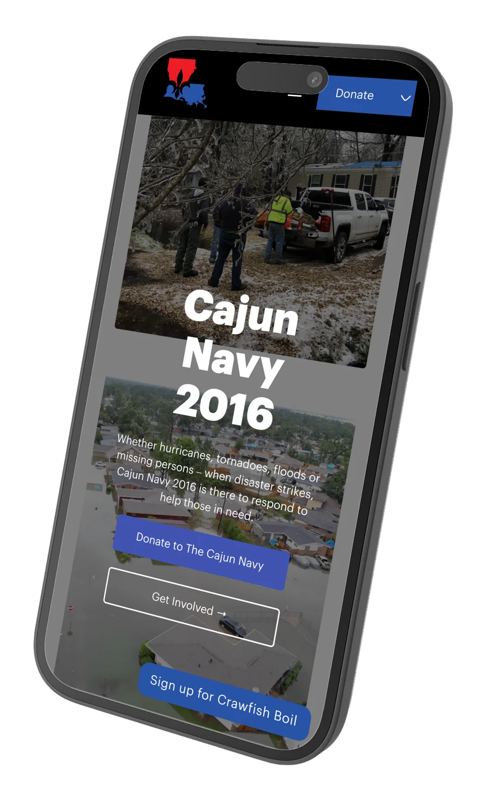 cajun navy website on iphone isometric