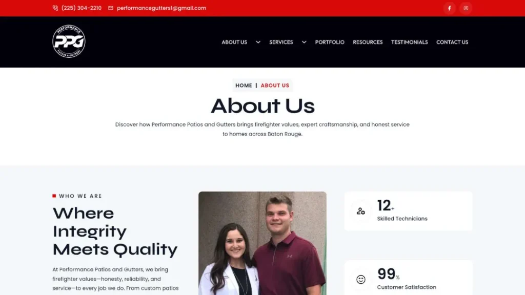 new https performancepatioandgutters.com about us