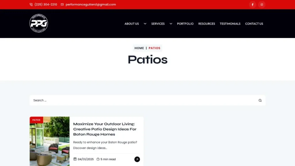 new https performancepatioandgutters.com patios