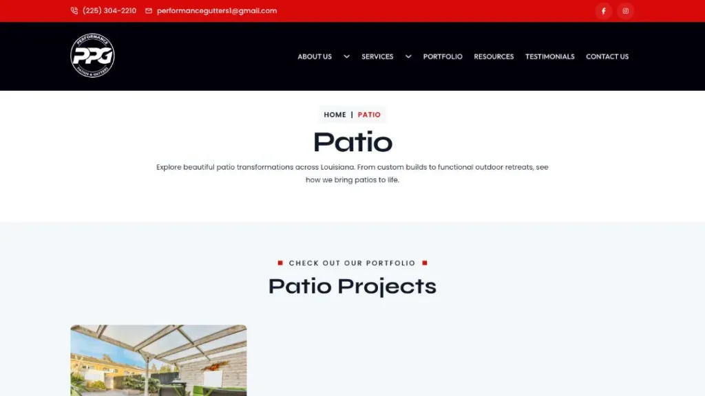 new https performancepatioandgutters.com project types patio