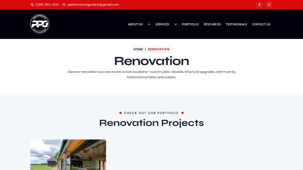 new https performancepatioandgutters.com project types renovation