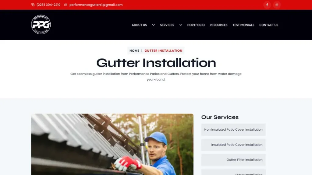 new https performancepatioandgutters.com service gutter installation