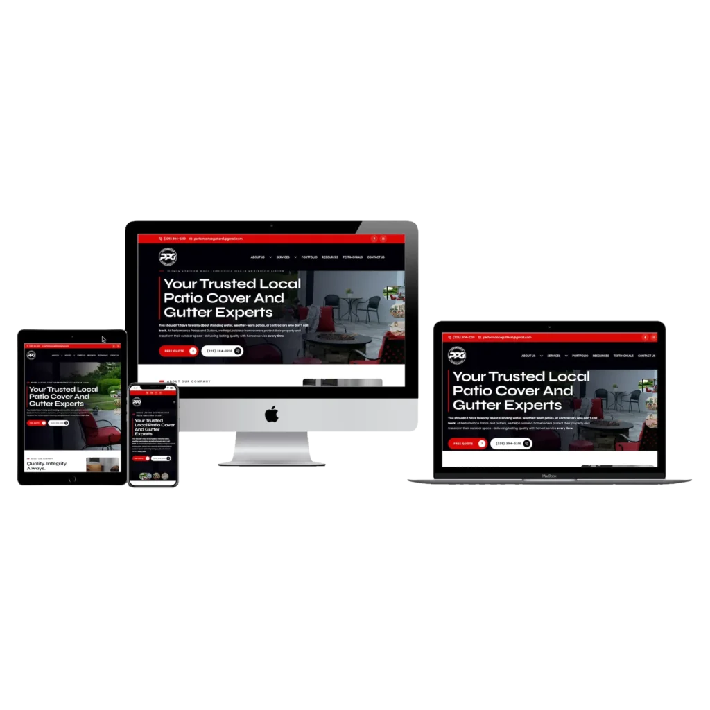 performance patios gutters website mockup devices trans bg
