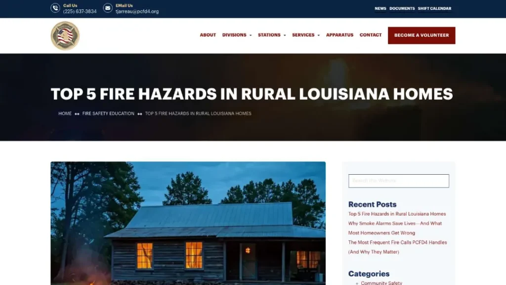 https pcfd4.org fire safety education fire hazards rural louisiana