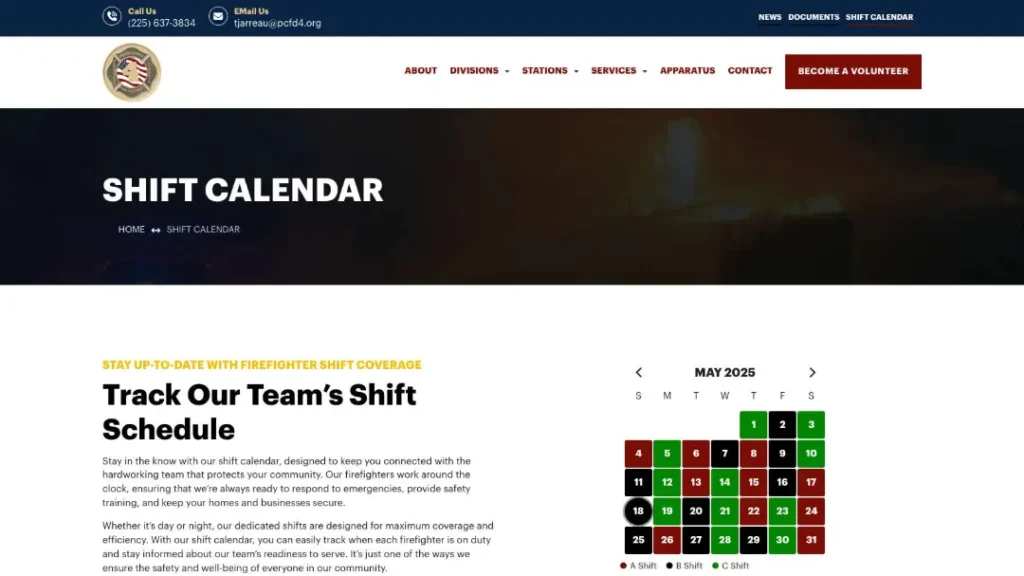 https pcfd4.org shift calendar