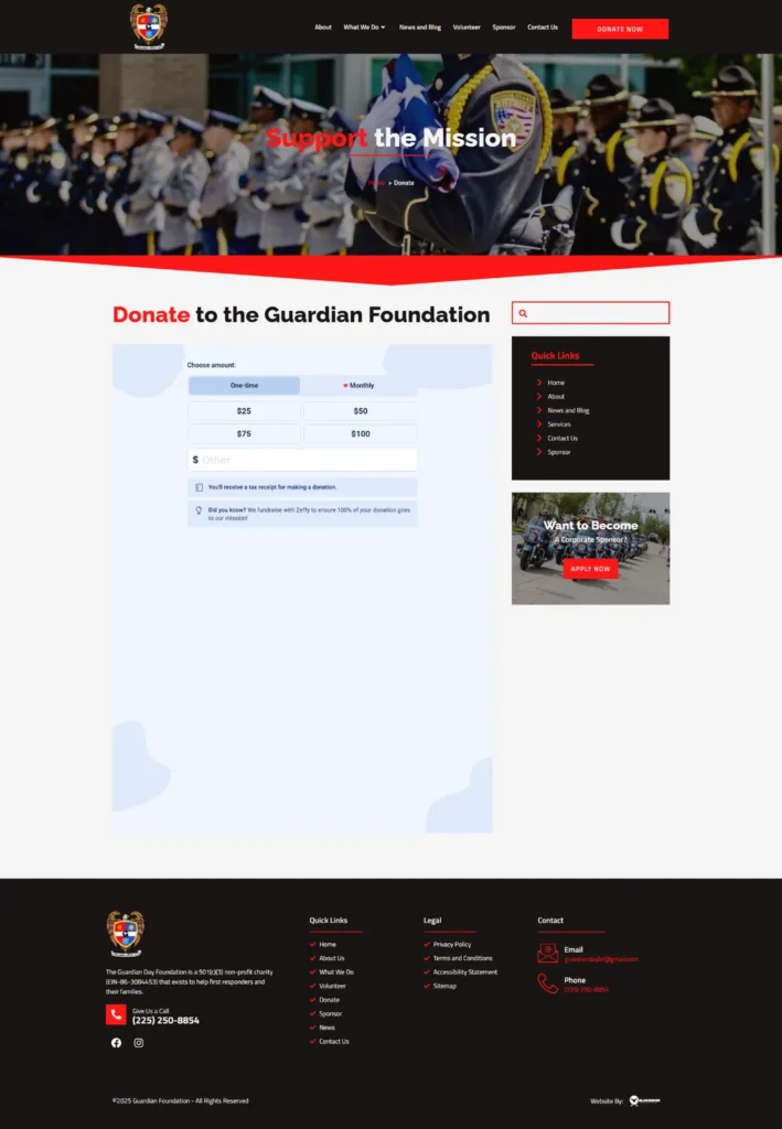 guardian day foundation donate page blaksheep creative