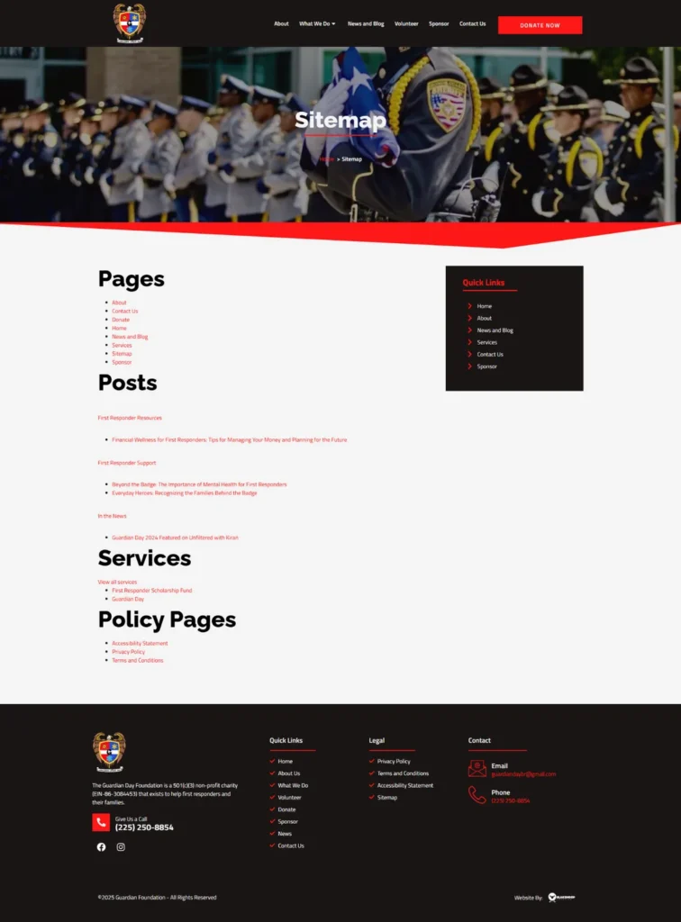 guardian day foundation website sitemap page blaksheep creative
