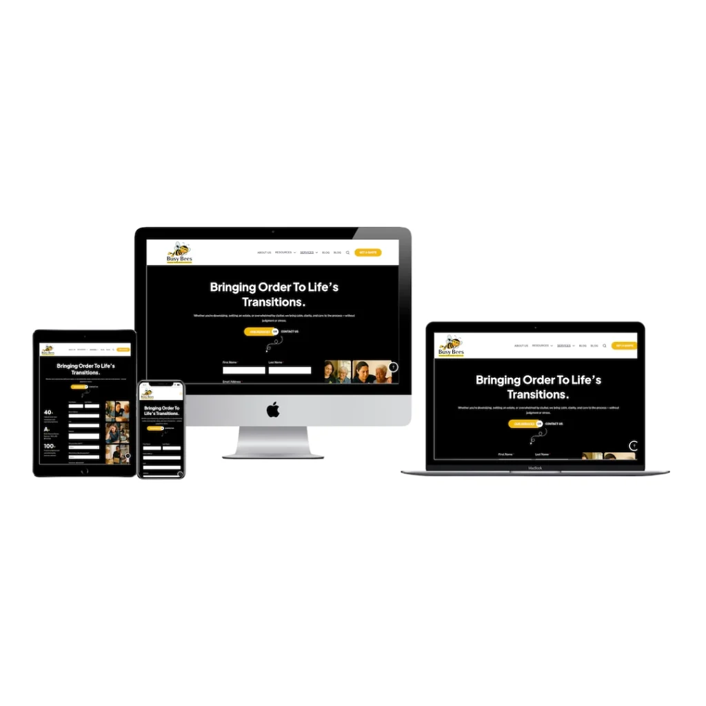busy bees concierge home services website mockup responsive devices