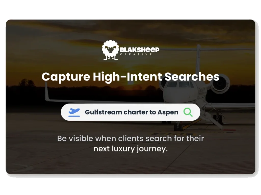 infographic luxury private jet seo high intent searches blaksheep creative