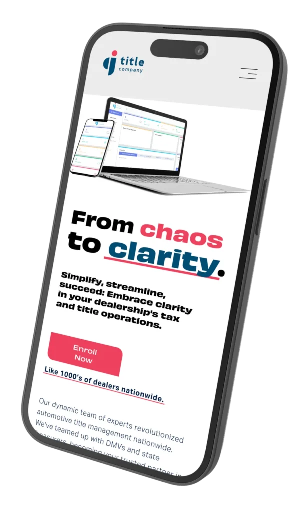 jg title company auto title services website on iphone isometric orientation