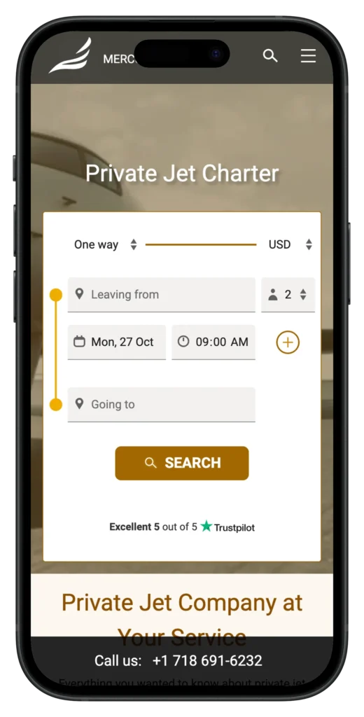 mercury jets website design iphone
