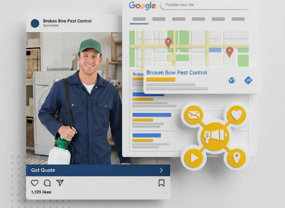 broken bow pest control digital marketing mockup