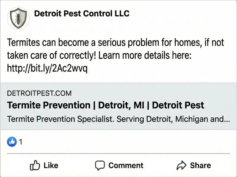 detroit pest control termite prevention social media post