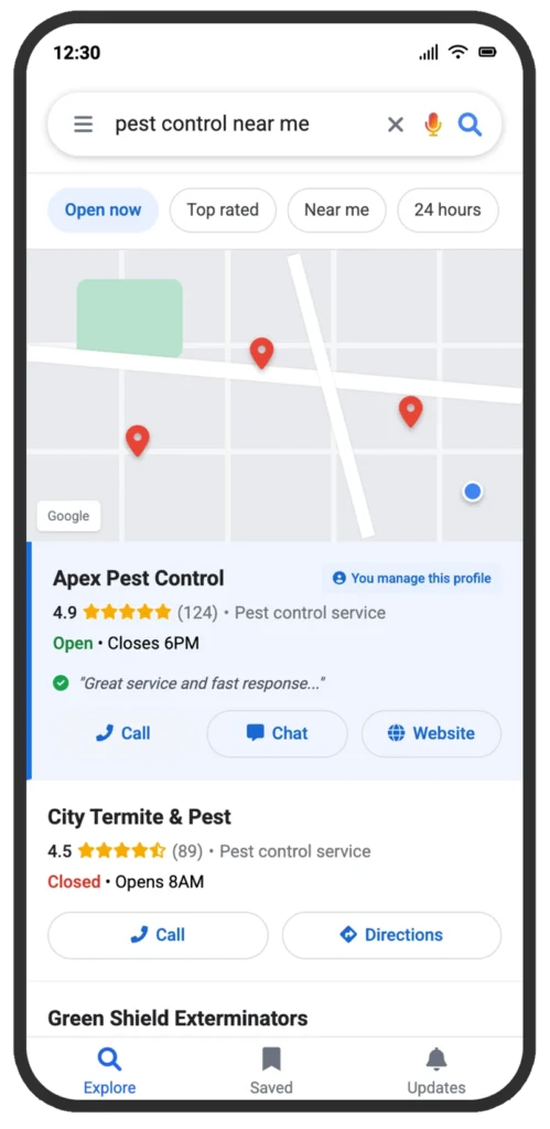 pest control services near me on smart phone