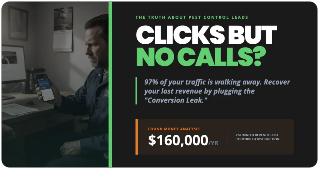 pest control website clicks no calls mobile