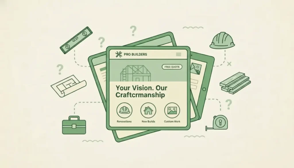 pro builders contractor website design illustration