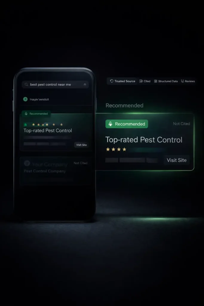 smartphone search results recommended pest control