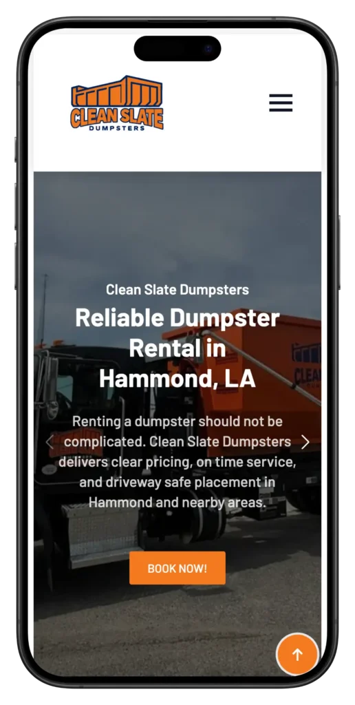 clean slate dumpsters hammond la mobile website redesign
