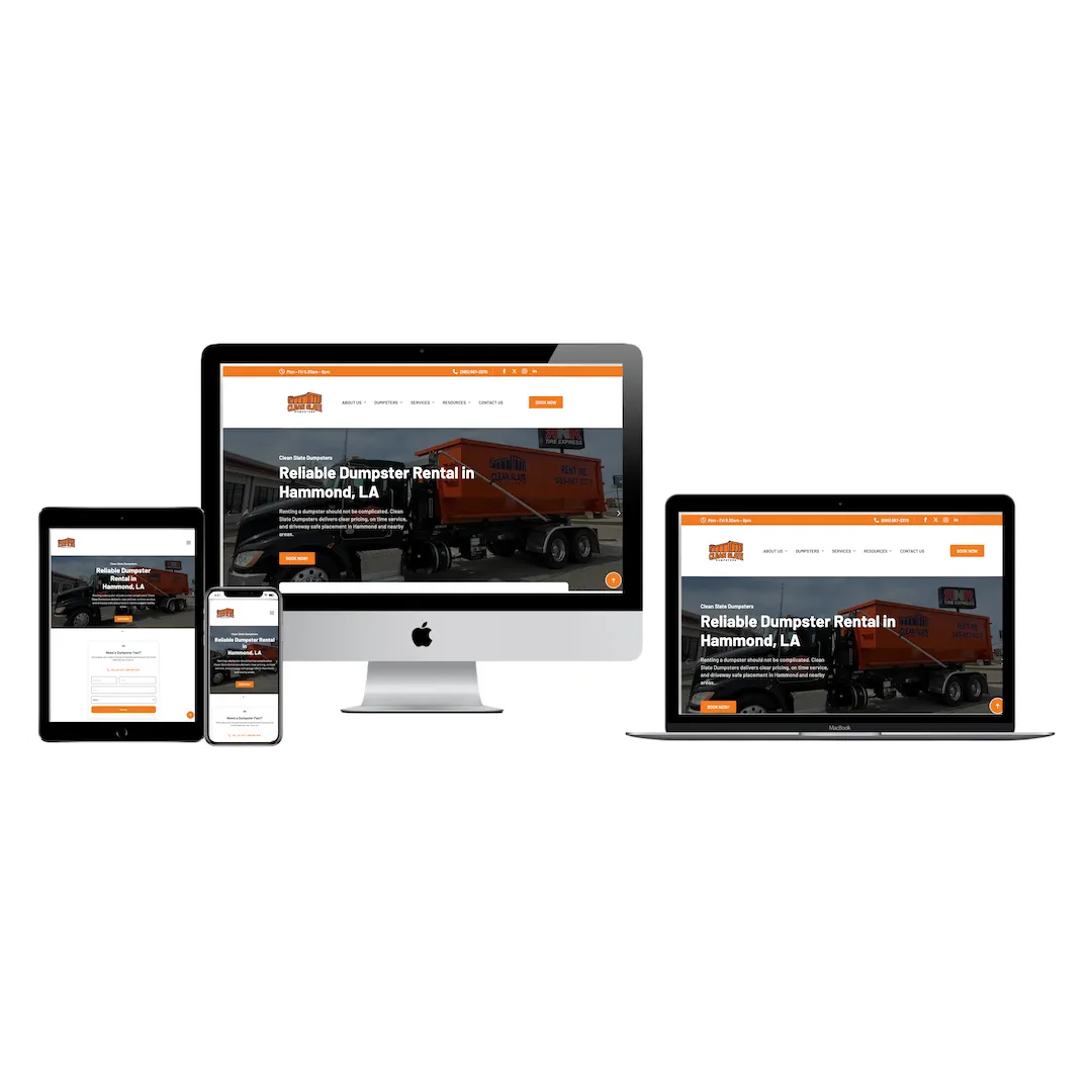 clean slate dumpsters new website mockup multi devices