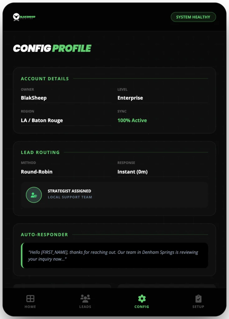 config profile crm setup service