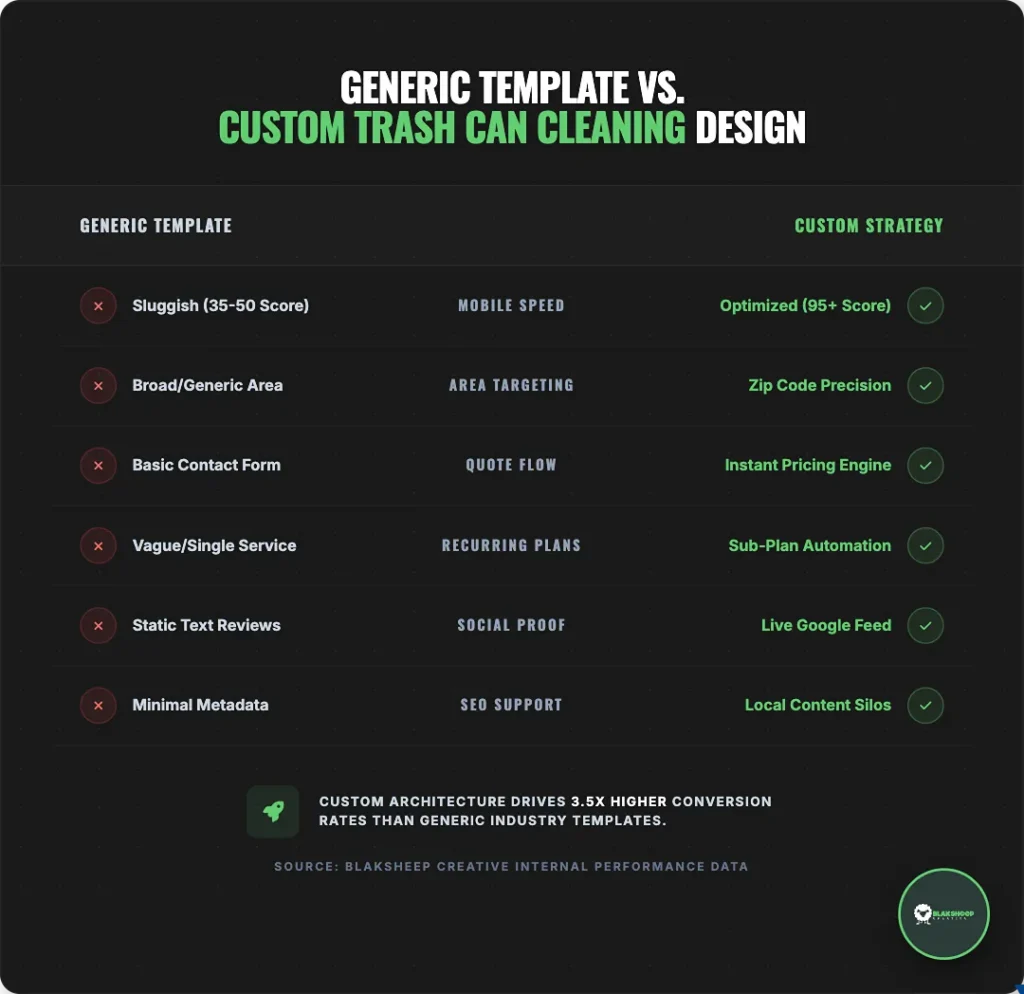 generic template vs custom trash can cleaning design