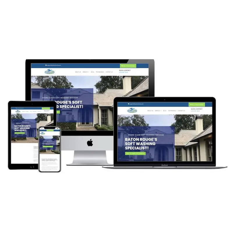 hydro clean soft washing website redesign mockup.webp