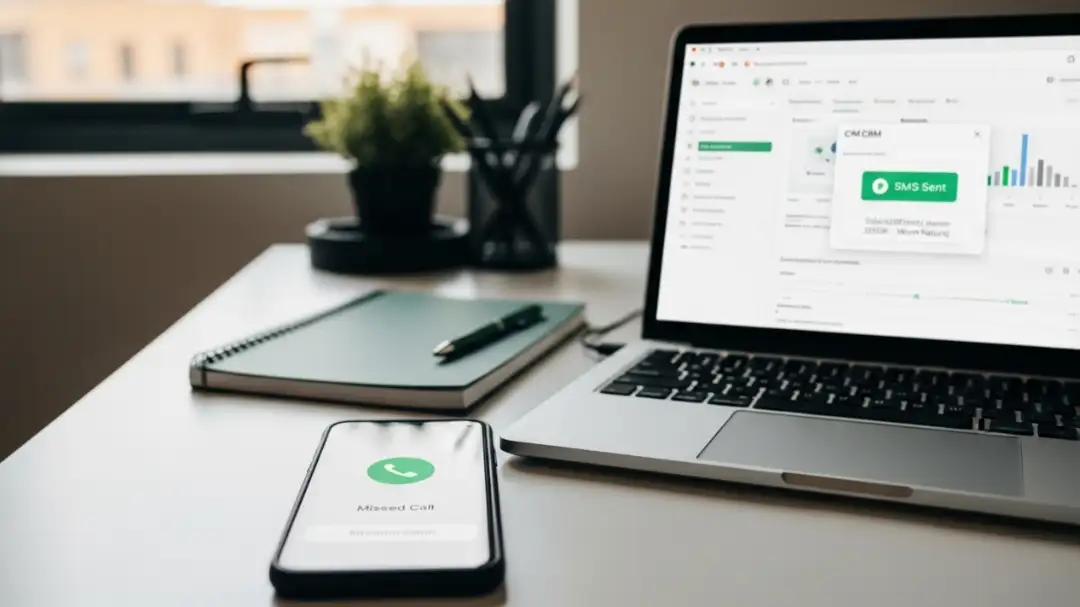 laptop sms sent smartphone missed call notification