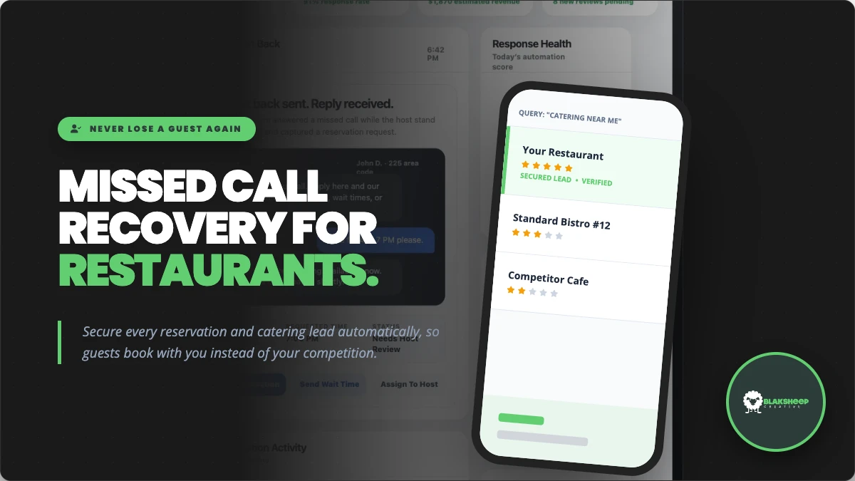 First Call Recovery Missed Call Recovery for Restaurants | BlakSheep Creative