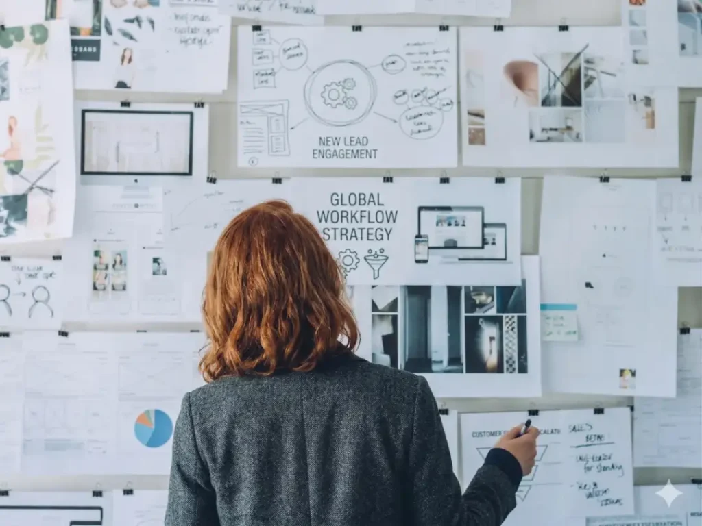 professional woman planning crm setup workflow strategy.webp
