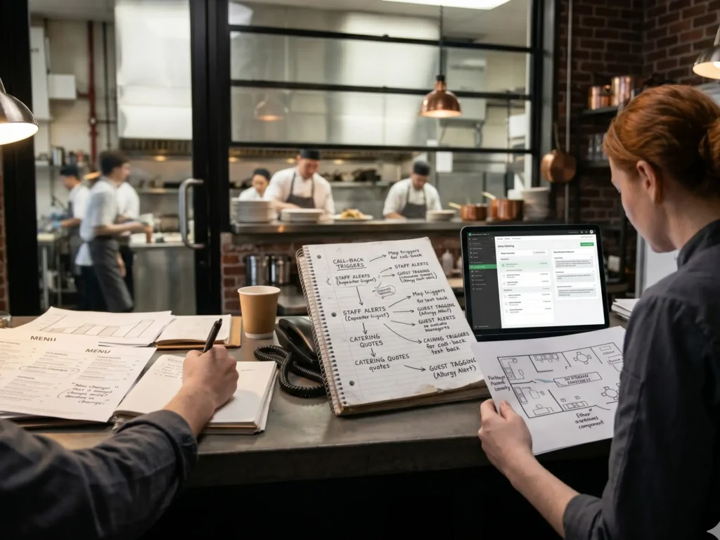 restaurant managers planning kitchen operations.webp