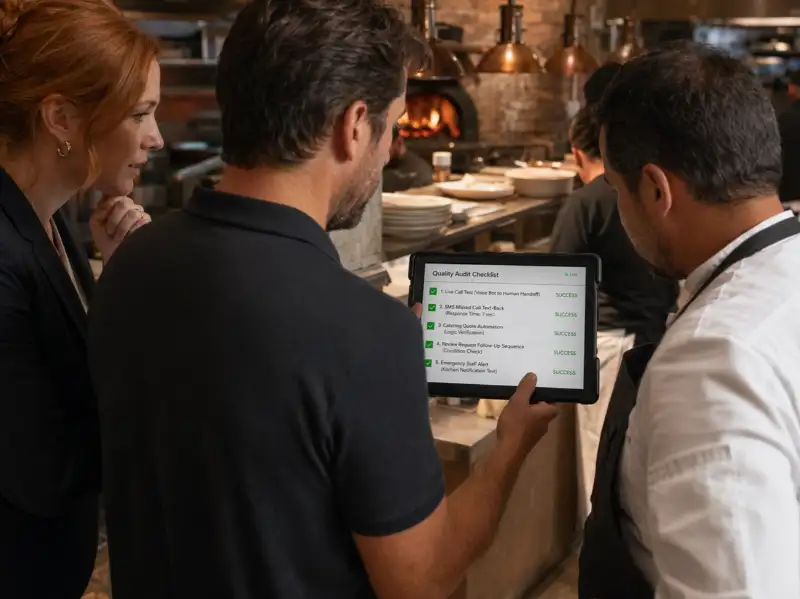 restaurant quality audit checklist on tablet