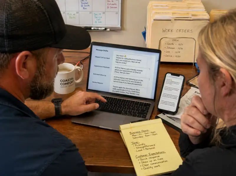 service business ai automation customer message drafts