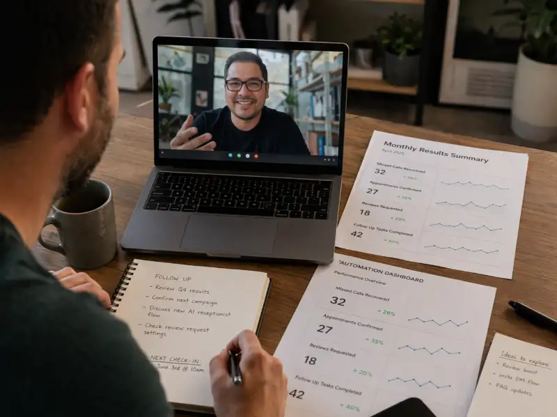 service business ai automation dashboard performance review