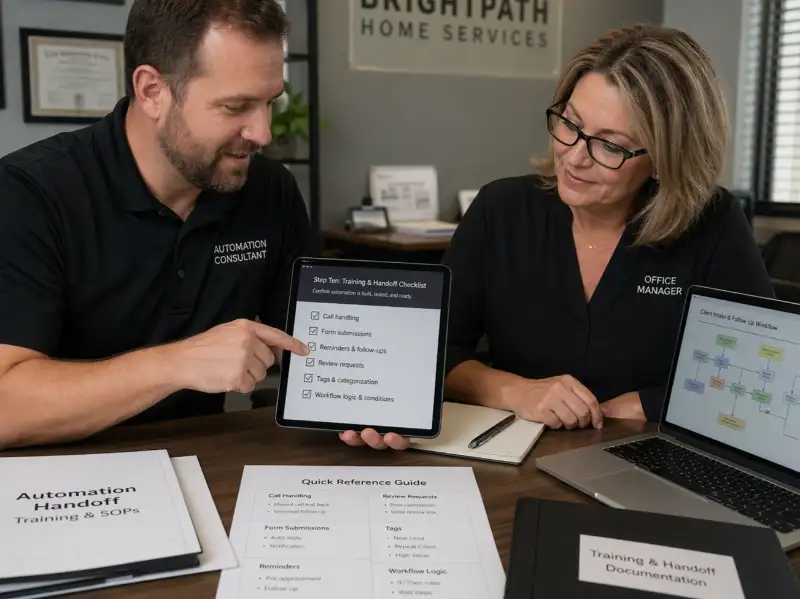 service business ai automation training handoff checklist