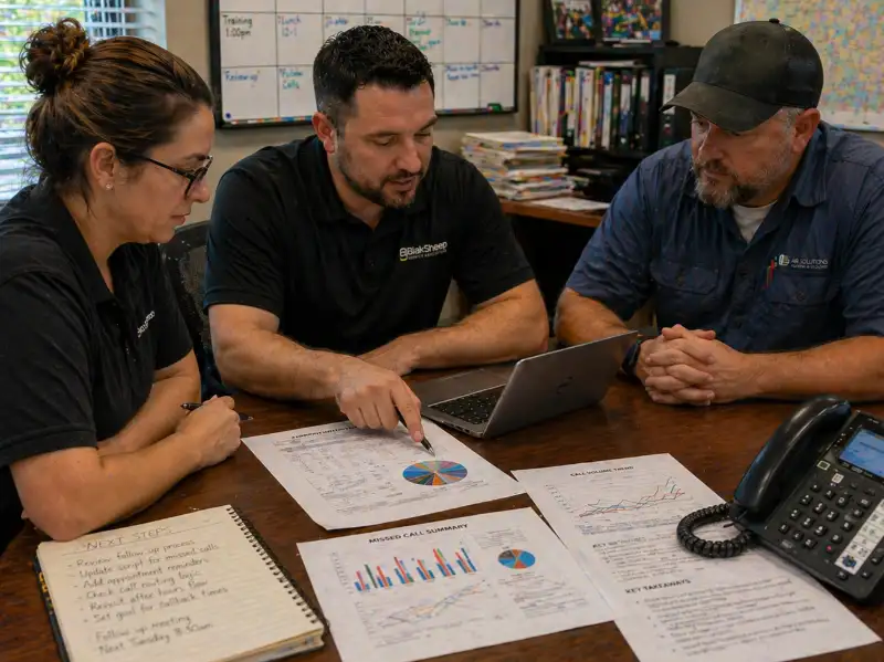 step nine professionals reviewing data charts in meeting