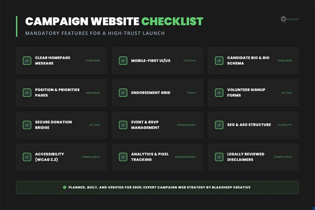 campaign website checklist