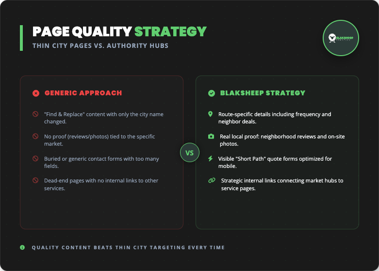 trash can cleaning seo page quality strategy