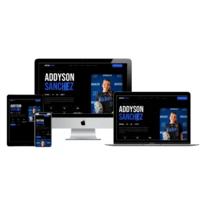 Addyson Sanchez class of 2030 softball recruiting website shown on desktop, laptop, tablet, and phone, designed by BlakSheep Creative